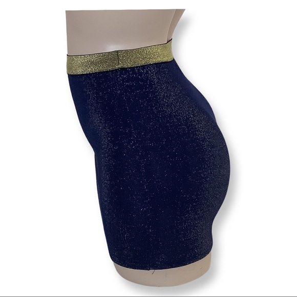 Blue and Gold Shimmery Mini Skirt - Picture 2 of 3